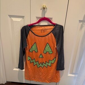 Halloween Pumpkin Face Raglan Tee
